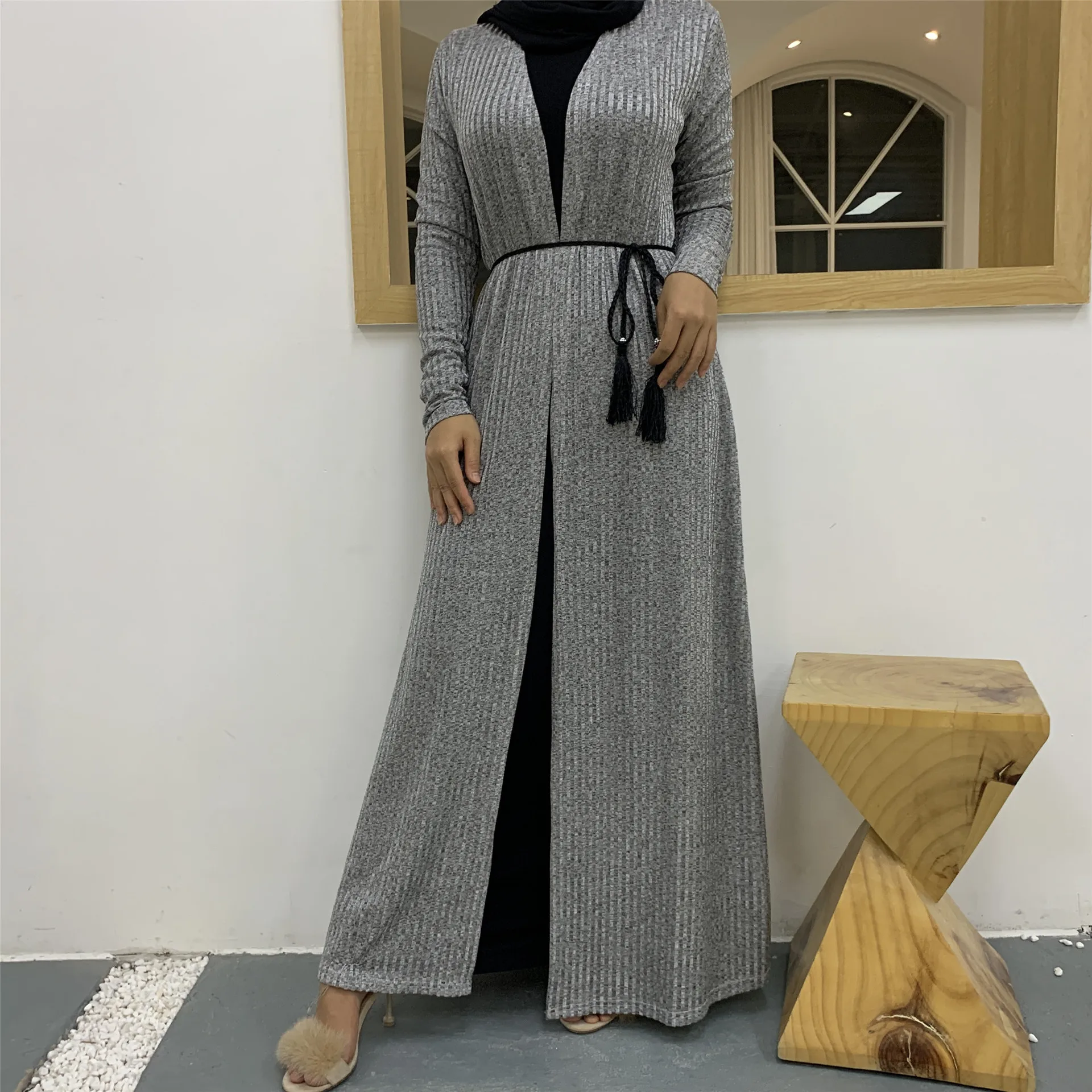 

Islamic women clothing abaya kaftan long sleeve knit sweater coat robe, Customized color