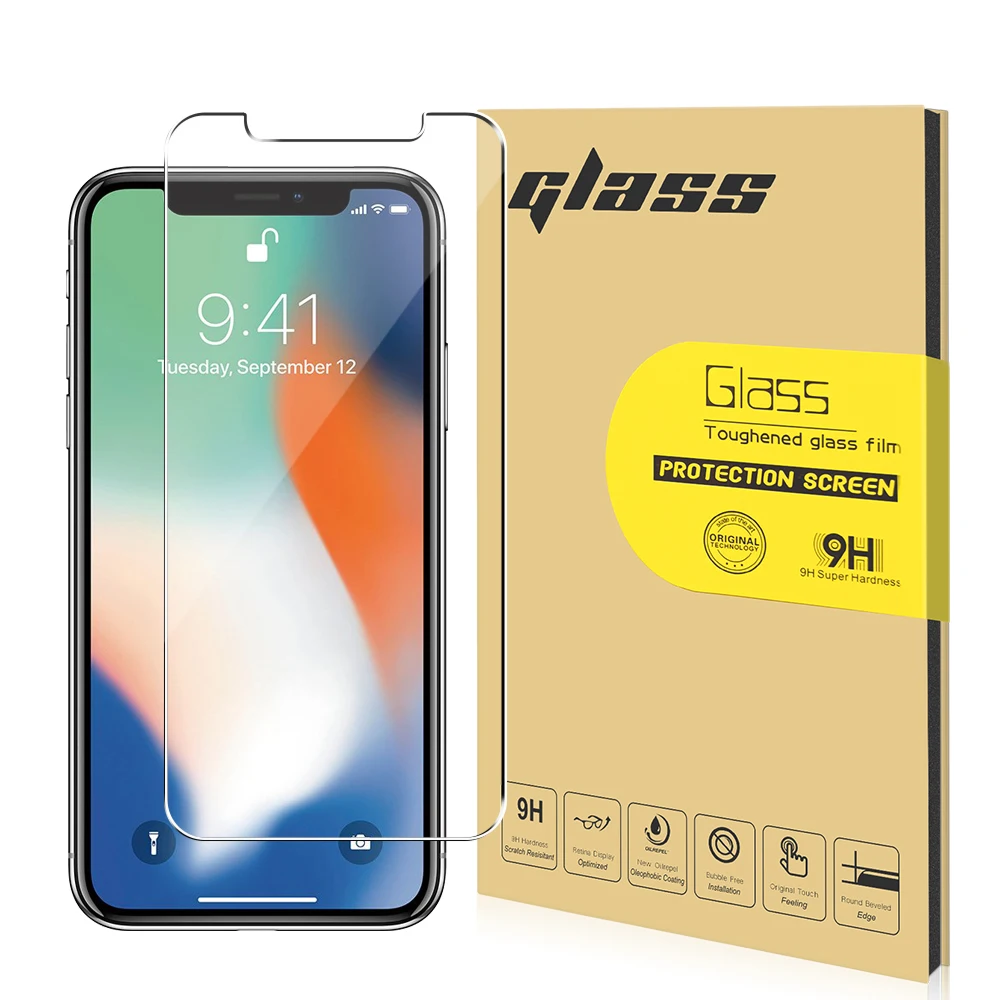 

0.33mm Screen protector 9H Screen protection Glass L Slot for iphoneX 5.8 Tempered Glass Japan+AB Glue