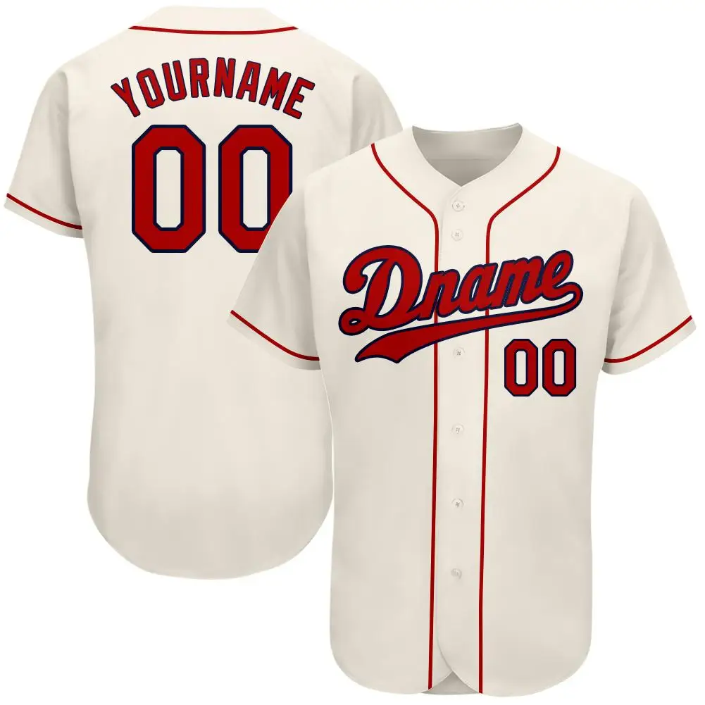 

Custom Any Name Any Number Any Logo Red-Navy Authentic STITCHED Embroidery Baseball Jersey Men Kids Women