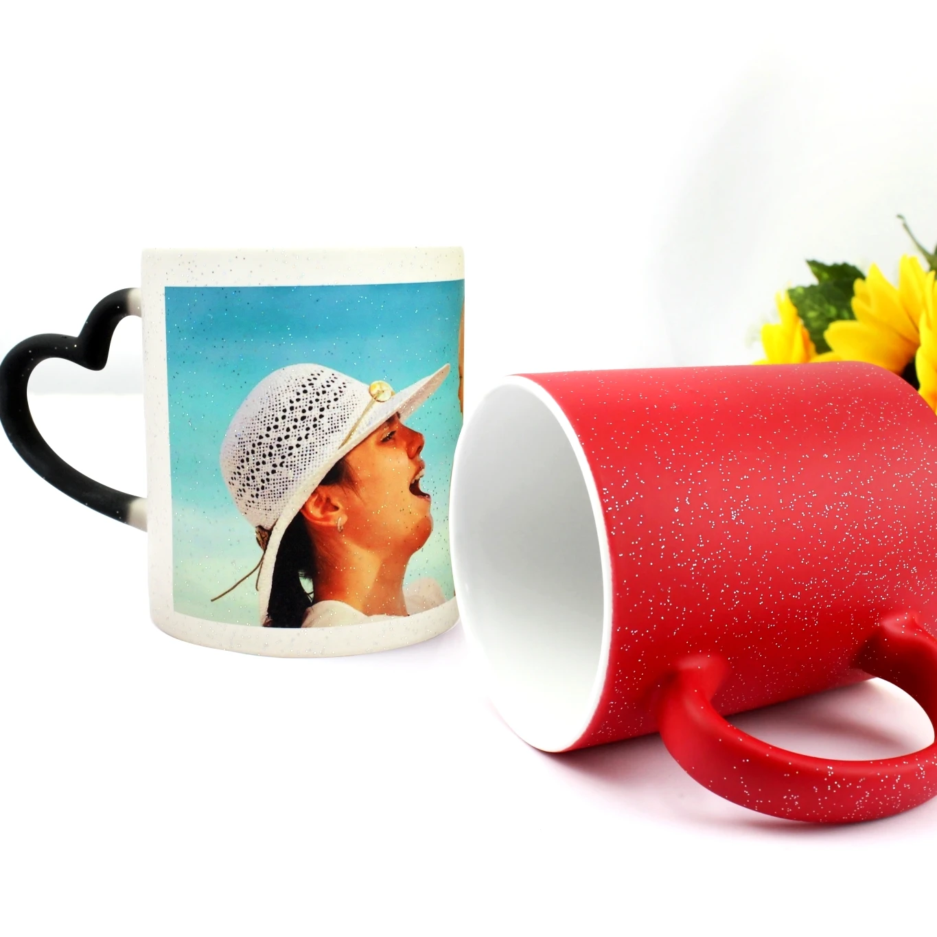 

APULEX Wholesale Sublimation Coated Color Change Mug changing ceramic coffee custom picture mug, Yellow white blank