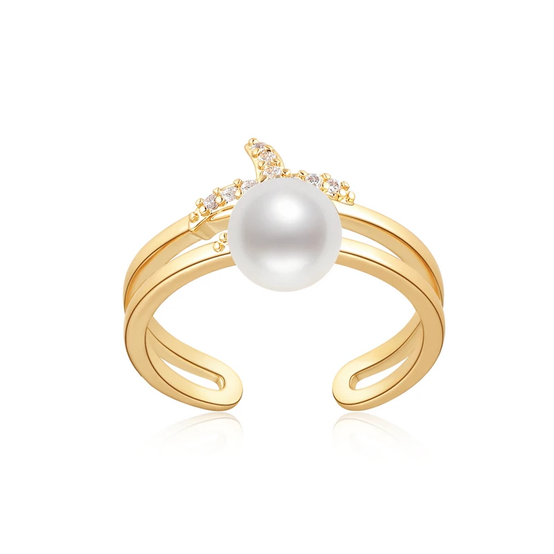 

Fashion Travel Starfish Pearl Ring for Girls 14K Gold Filled 7-7.5mm Natural Cultured Freshwater Pearl Adjustable Women Jewelry