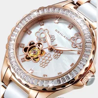 

Dropship quality sapphire stainless steel girl ladies skeleton mechanical automatic diamond ceramics band watch woman for sale