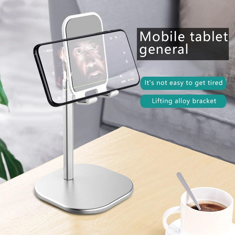 

Luxury Smart Phone Tablet Telescopic Desktop Stand Holder For iPhone Samsung Huawei Xiaomi Oneplus Mobile Phone Metal Support, Black