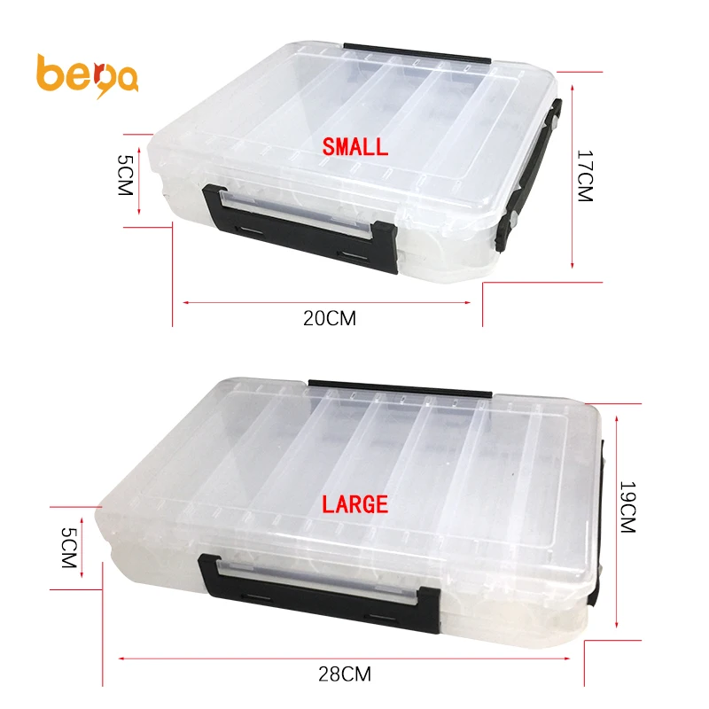

Multifunction Hard Plastic Double Sided Storage Case Box Plastic Fishing Lure Hook Bait Fishing Tackle Lure Box, Grey/orange/green