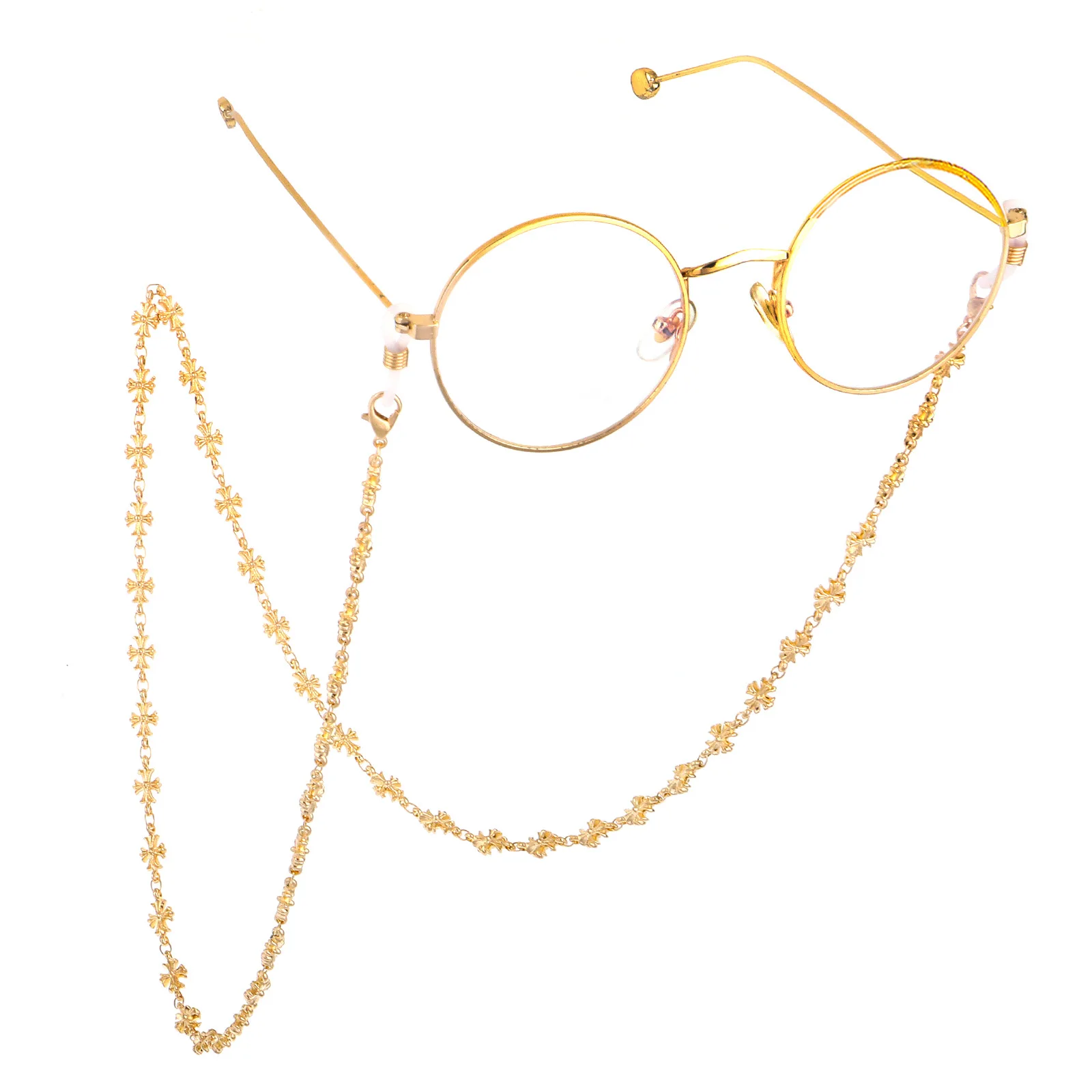 

Copper Alloy Metal Portable Eyeglasses Jewelry Cross Flower Gold Reading Glasses Chain Eyewear Accessory Sunglasses Rope