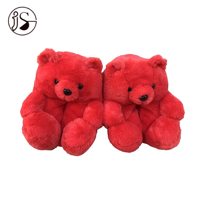 

2021 Fashion Cheap Colorful bear shoes comfy teddy bear slides fuzzy bear fur slippers in home bedroom