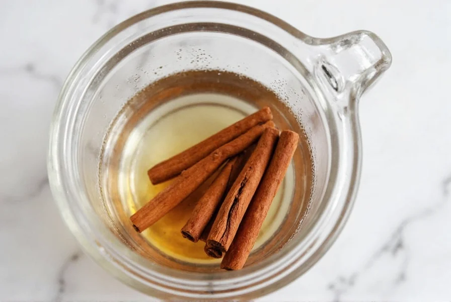 Ceylon cinnamon sticks steeping in clear glass teapot with water