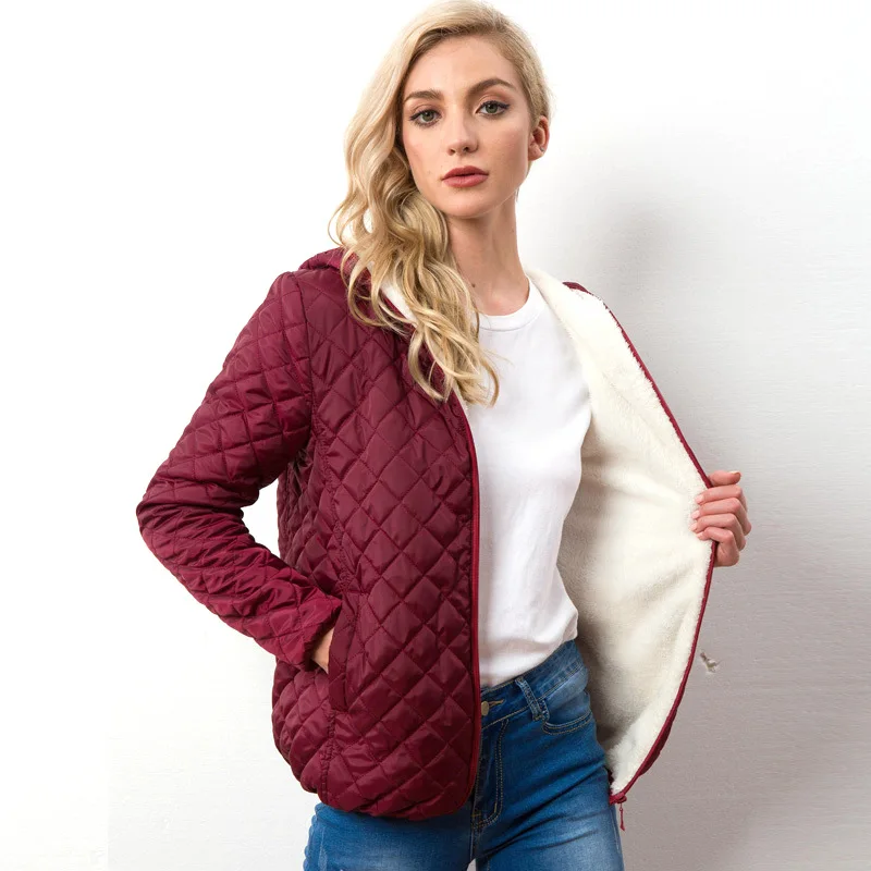

2021 winter new Parkas Basic jackets Women winter plus velvet lamb hooded cotton coats winter jacket for women coat