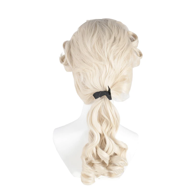 

Beige Golden Long Curly Synthetic Hair Wig Palace Performance Props Pianist Cosplay Party Judge Lawyer Natural Male Wigs, Pic showed