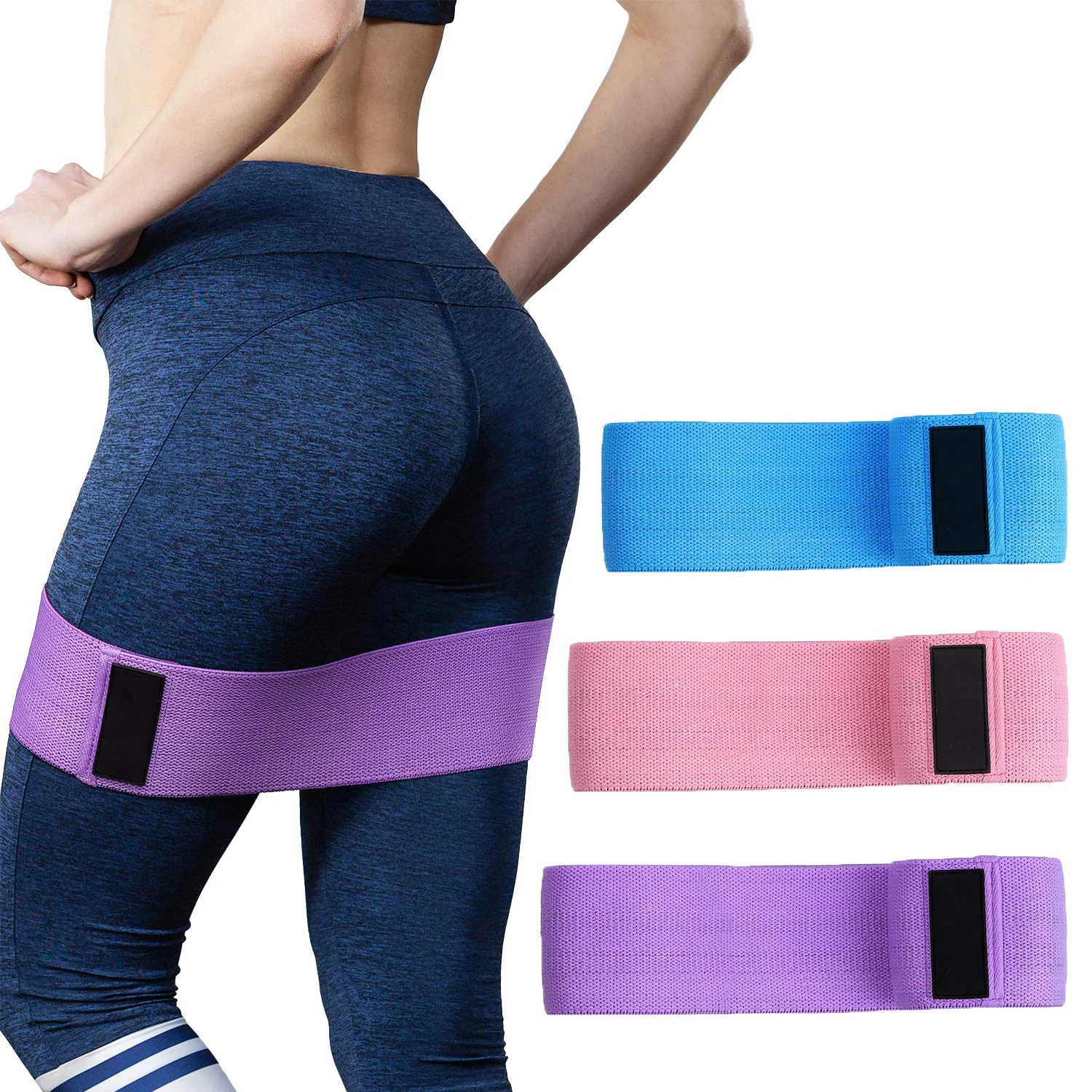Cotton Fabric Elastic Leg Exercise Workout Fitness Hip Resistance Band