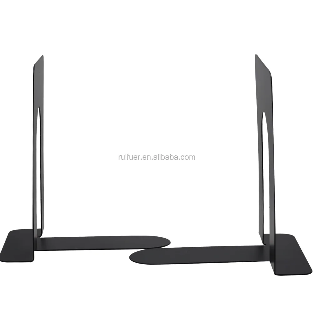 Premium Heavy Duty Black Bookends Metal Lshaped Book Ends Non Skid For