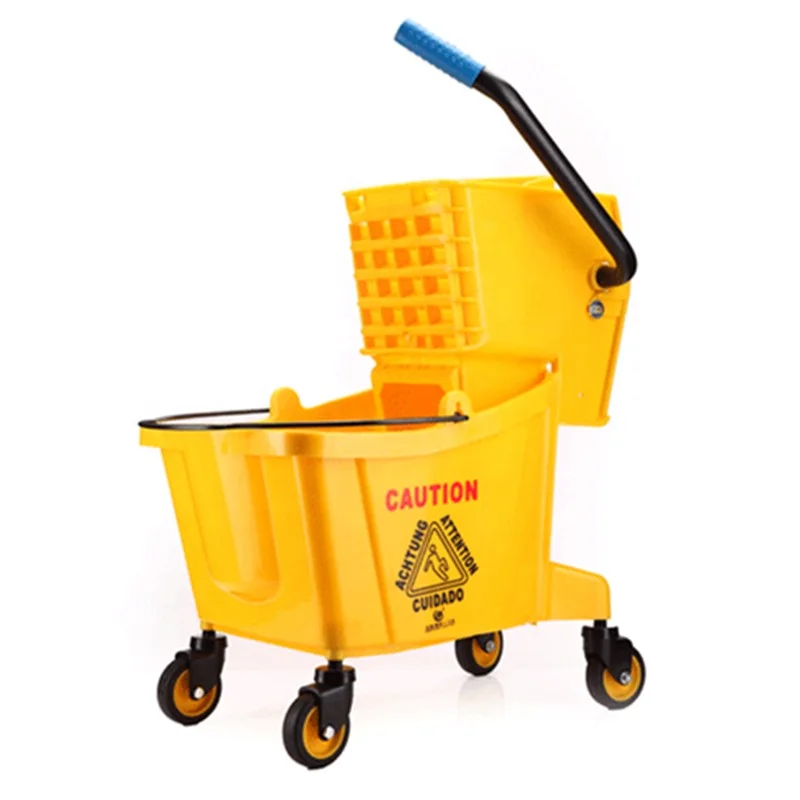 

CLEANBOSS floor cleaning Wringer bucket plastic trolley down-press deluxe mop wringer, Yellow