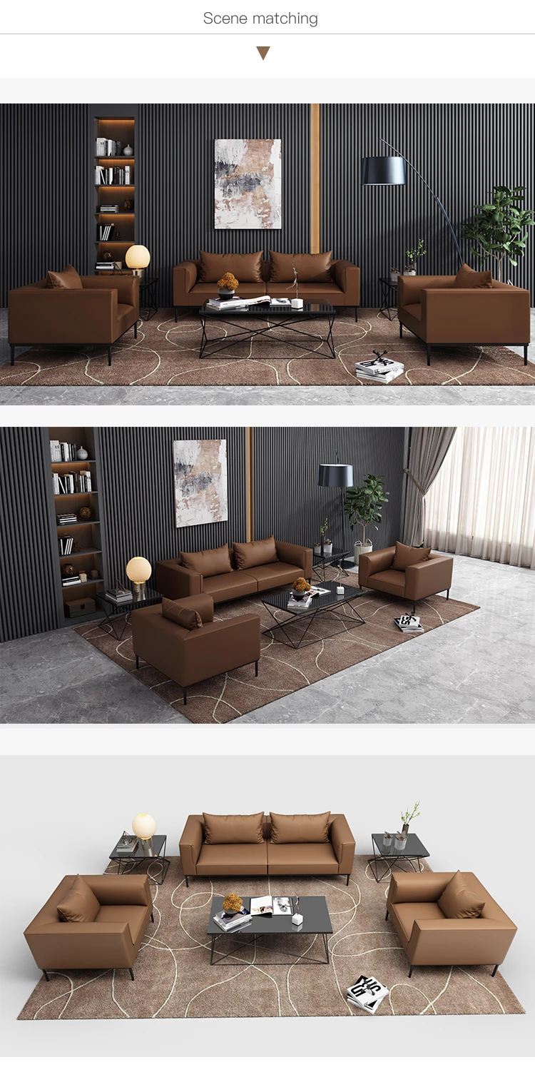 2019 Modern Design guangzhou factory supply Office Living Room modern design leather waiting office sofa set