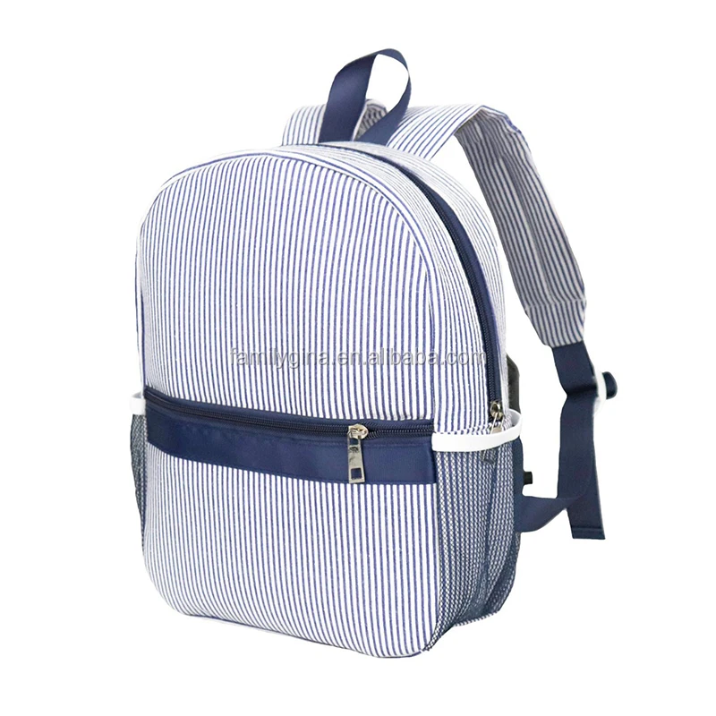 

Wholesale Back To School Monogram Toddler Zipper Kids Seersucker Backpack, As pics show