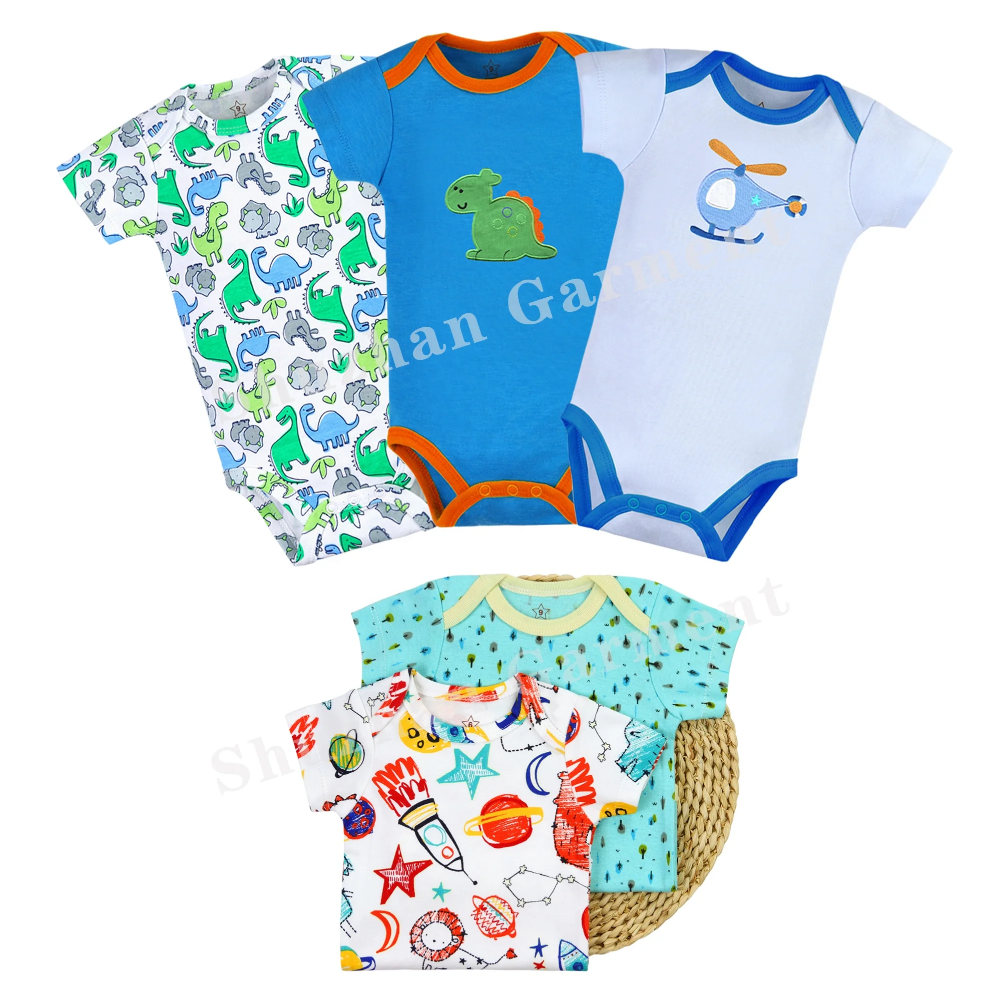 

good price fashion design short sleeve printed baby clothing baby girls'rompers, Random color