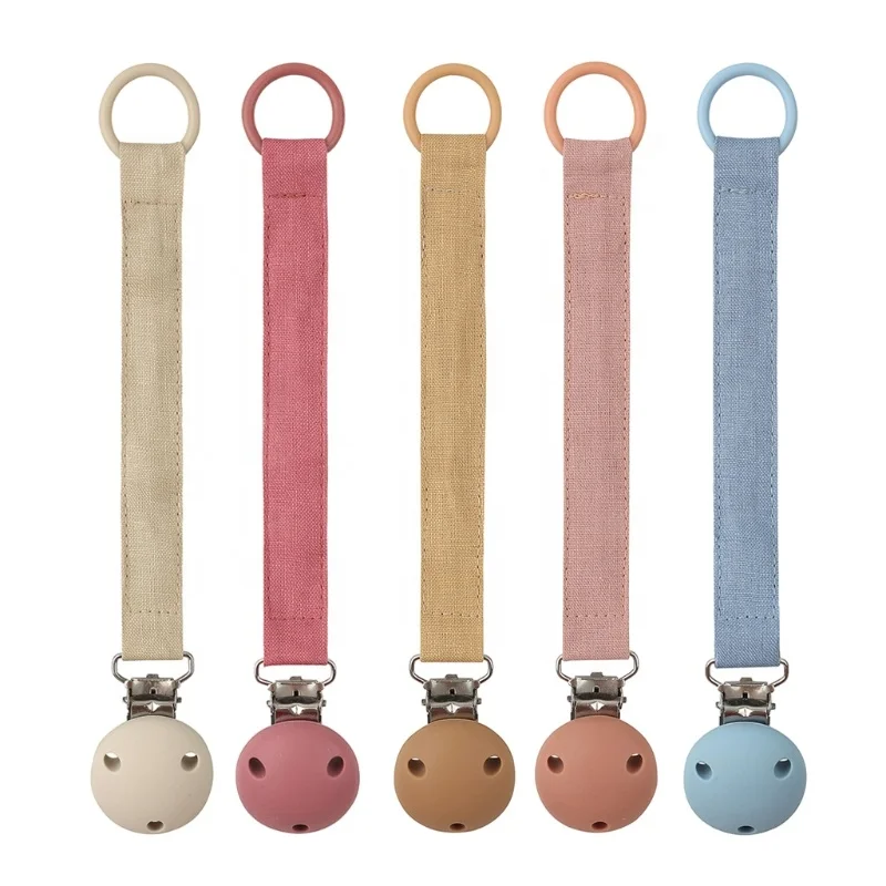 

Dummy Pacifier Holder Organic Linen Pacifier Clip