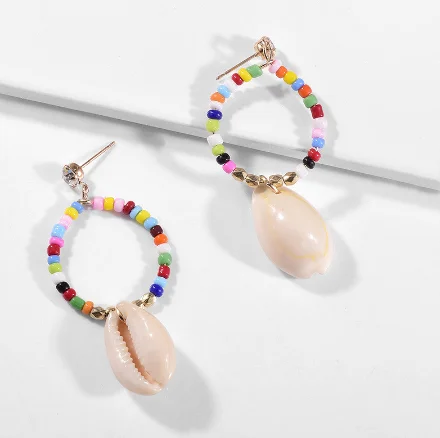 

Women's Boutique Jewelry Handmade Rice Beads Winding Earrings Colorful Rice Beads Bohemian Earrings Fashion Jewelry, Picture