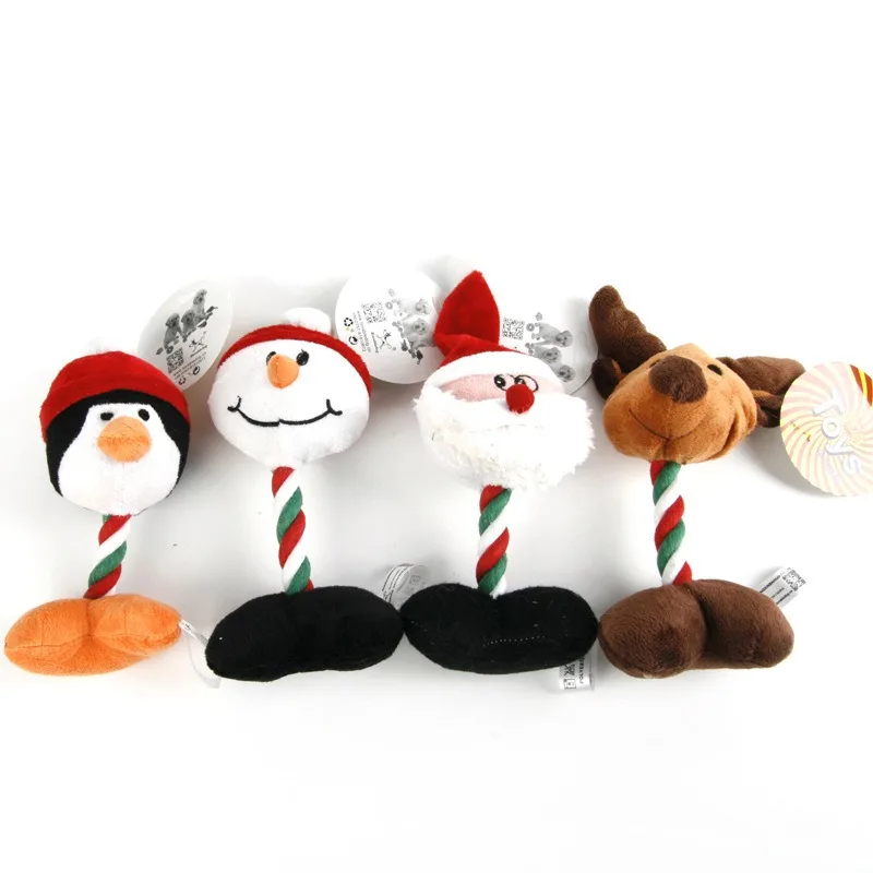 

Christmas Plush Dog Squeaky Toy Cotton Rope Soft Doy Toy For Dogs, Picture shows