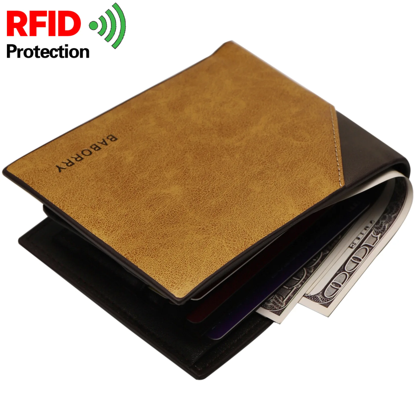 

Classic 2021 High Quality Fashion Short Style Card Holder RFID Blocking PU Leather Custom Mens Wallet, 2 colors