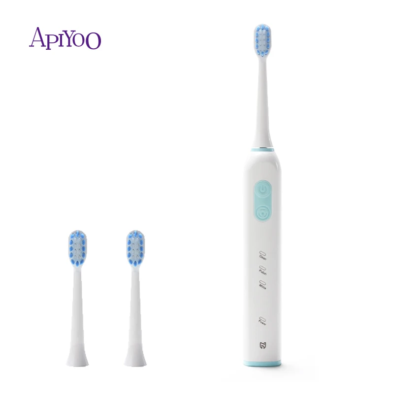 

2 Replacement Heads 3 Modes Travel Rechargeable Buttons Double Whitening Sonic Technology Electric Toothbrush Tooth Brush