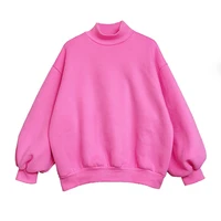 

Custom Autumn Winter High Collar Long Puff Sleeve Sweatshirt Thick Hoodie