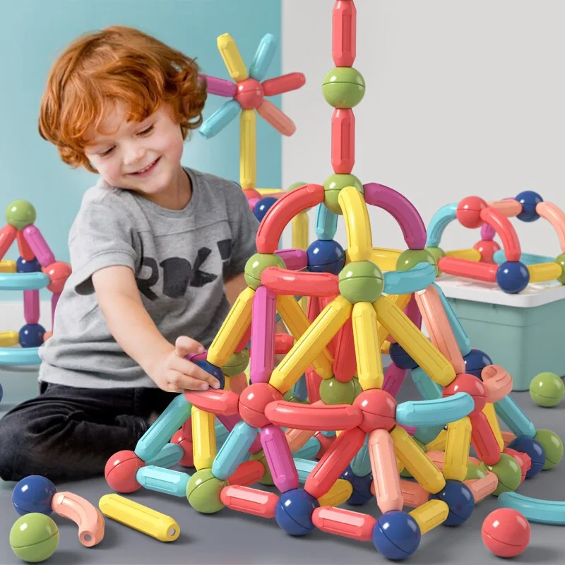 

Magnetic Building Blocks for Kids Ages 4-8 STEM Construction Toys for Boys and Girls Large Size Magnetic Sticks and Balls Game