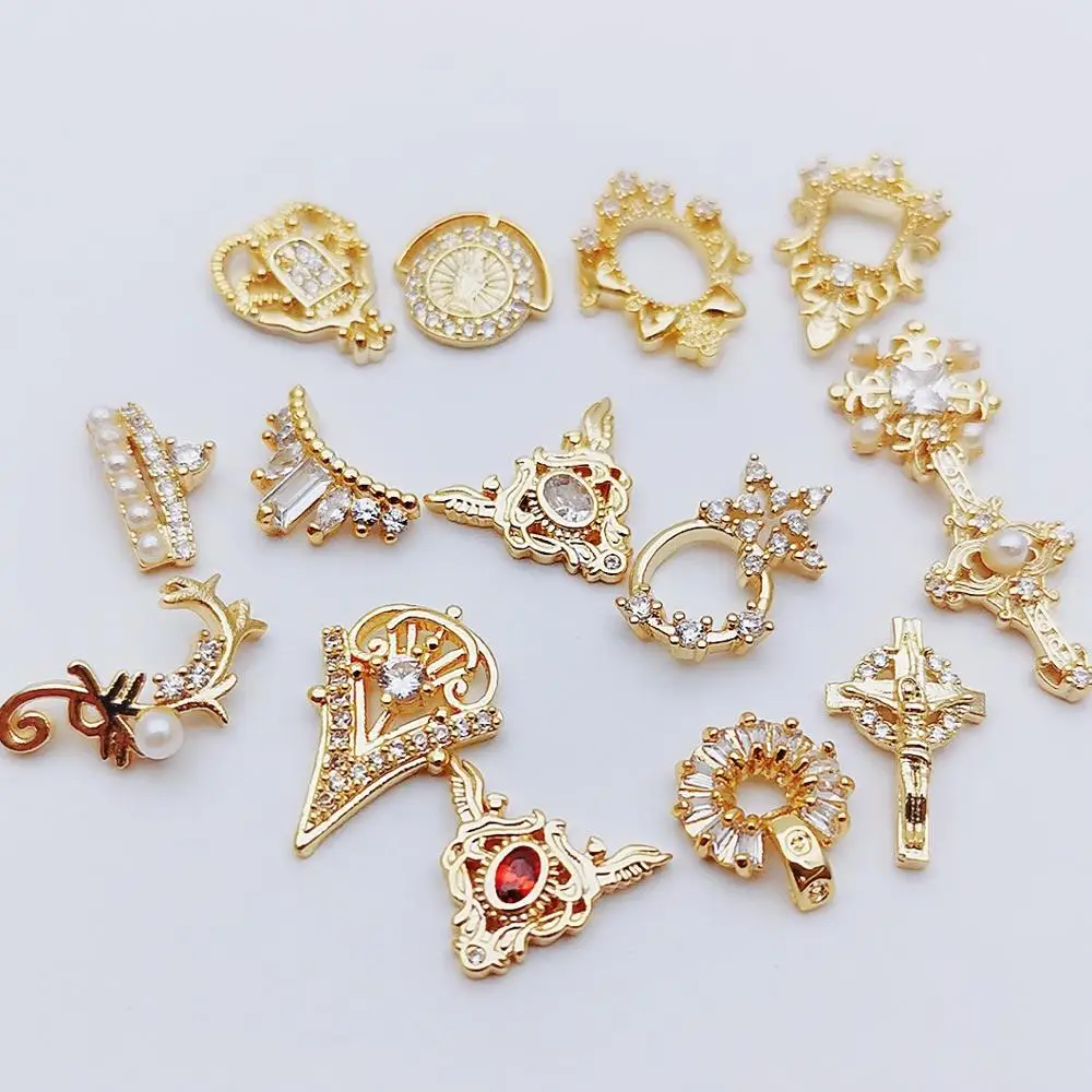 

Japanese and Korean New jewelry gold color plating nail art zircon charms nail decoration