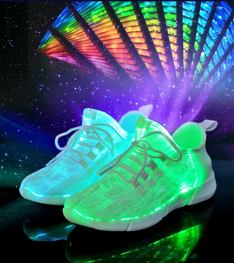 

Rave Neon Lastest Cool Led Light Up Shoes Multi-colors Optic Fiber USB Rechargeable Luminous Sneakers