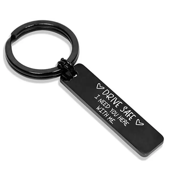 

Black stainless steel keychain drive safe i need you here with me