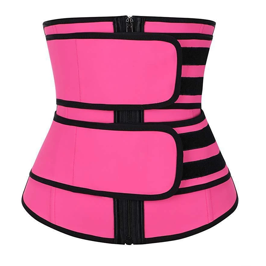 

Wholesale Best Double Belts Latex Waist Trainer Slimming Belt Corset Steel Boned Waist Trainer, 2 colors
