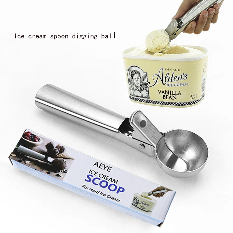 

Kitchen Tools 7 Inch Dig the Ball Scoop Multifunction Stainless Steel Ice Cream Spoon, As picture