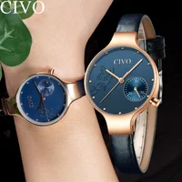 

CIVO Hot Fashion Womens Watch Lady Leather Watchband Casual 3bar Waterproof Wristwatches Gift For Girl Wife Woman Quartz Clock