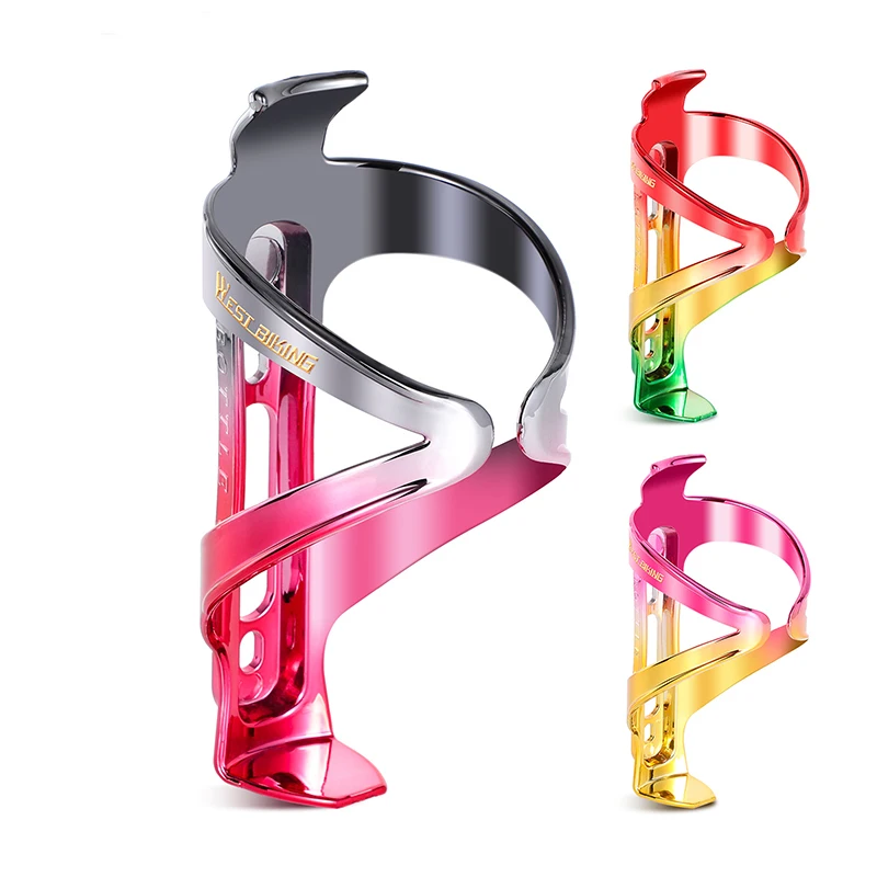 

Bicycle Gradient Colorful Bottle Cage Cycling Road Mountain Bike Pc Water Cup Holder Equipment, Black to powder, red gold to green, powder to gold