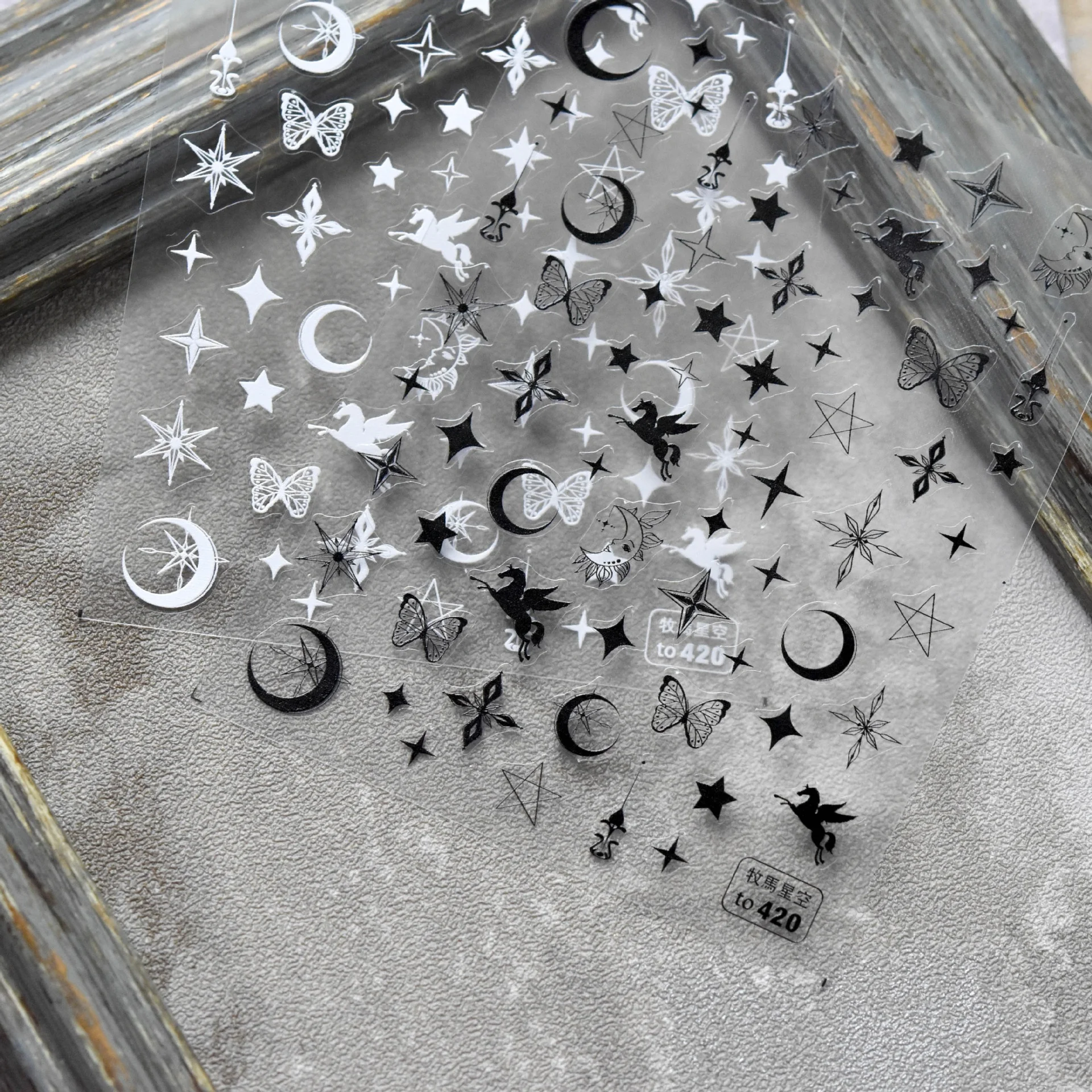 

Paso Sico Dreaming Starry Sky Star Magic Moon Butterfly Black White Nail Tape Japanese Nail Art Stickers for 5D Nail Accessories