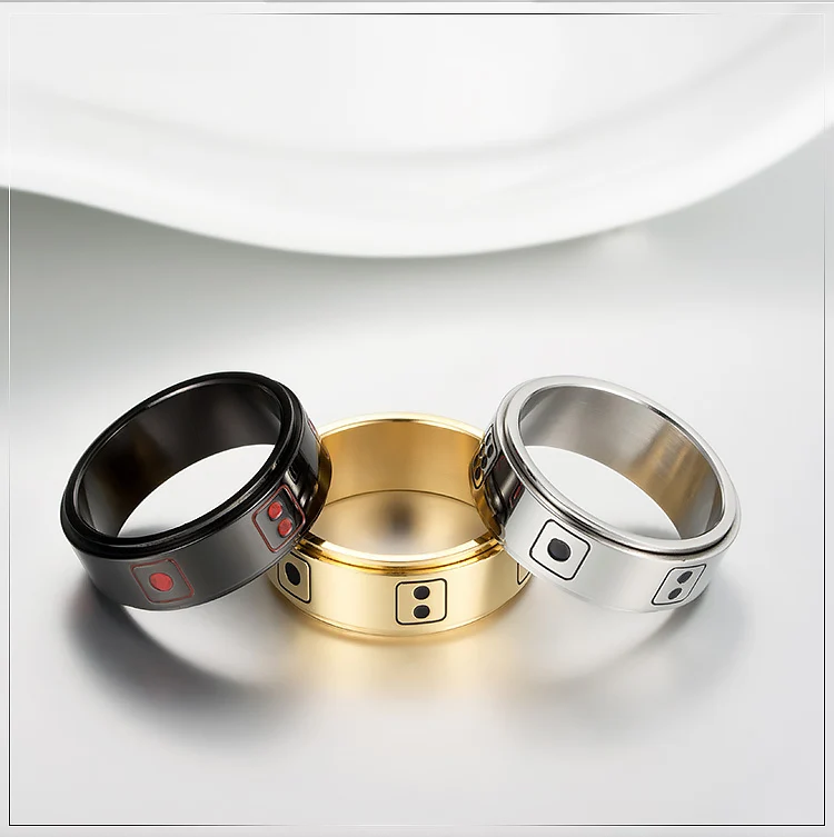 

Male ring dice pattern black fashion finger rings for men, Silver , golden , black