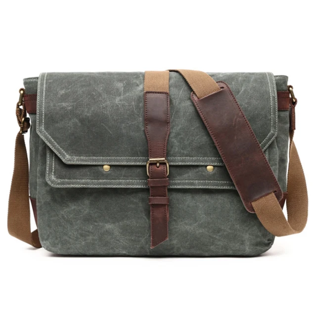 

custom LOGO waterproof waxed canvas leather messenger bag, As customizied