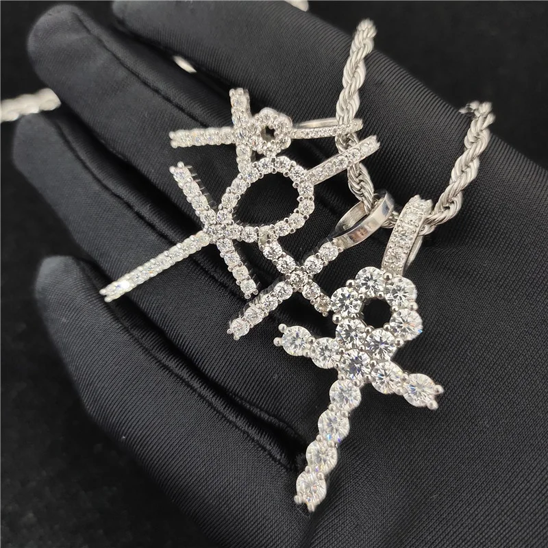 

Ready to ship bling bling Vvs diamond moissanite cross pendant 925 Sterling silver moissanite hip hop jewelry