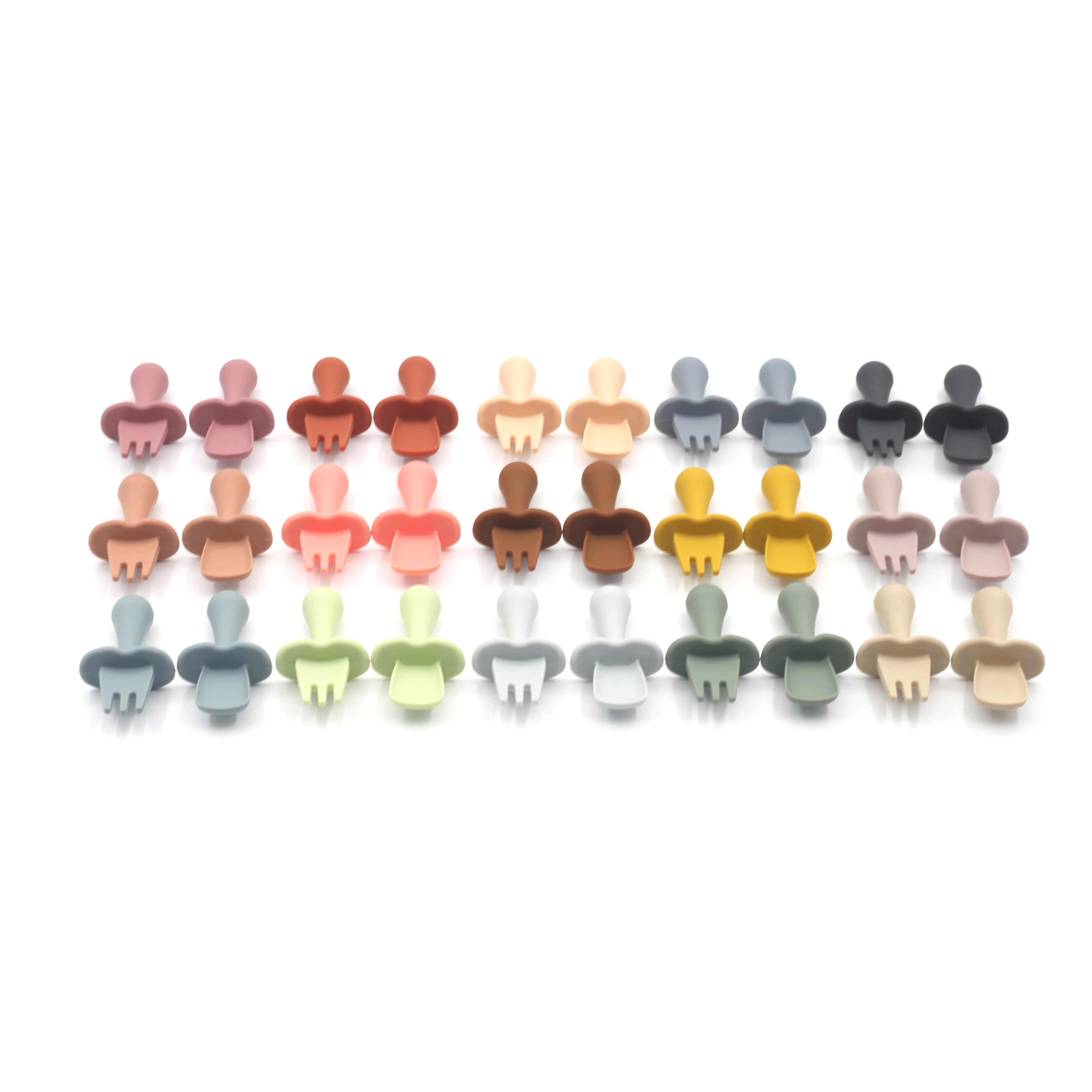 

Food Grade Baby Feeding Utensils Toddler Training Soft Spoon and Fork Set Silicone Baby Spoons