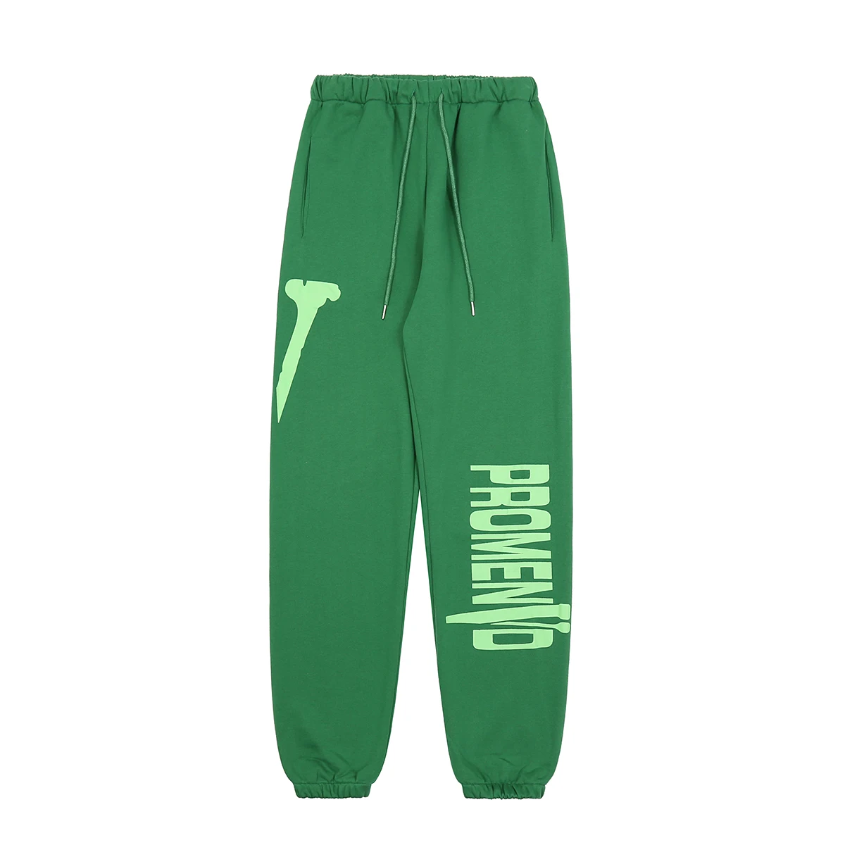 

2022vlones high quality cotton fashion green lettered printed men's and women's casual sports pants loose winter pants