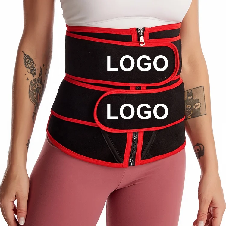 

New Fashion Custom Logo Asymmetric Belts Weight Lose Fitness Neoprene Double Straps Waist Trainer for Women, Black