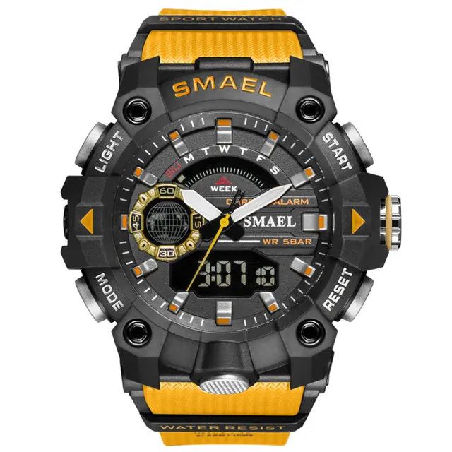 

Men Watches SMAEL Sport Watch Waterproof 50M Wristwatch Relogio Masculino Militar 1805 Men's Clock Digital Military Army Watch, As picture
