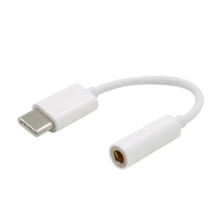 

earphone jack converter USB type C to 3.5mm Female phone jack for Samsung Oppo Vivo Huawei aux audio adapter cable, White/black