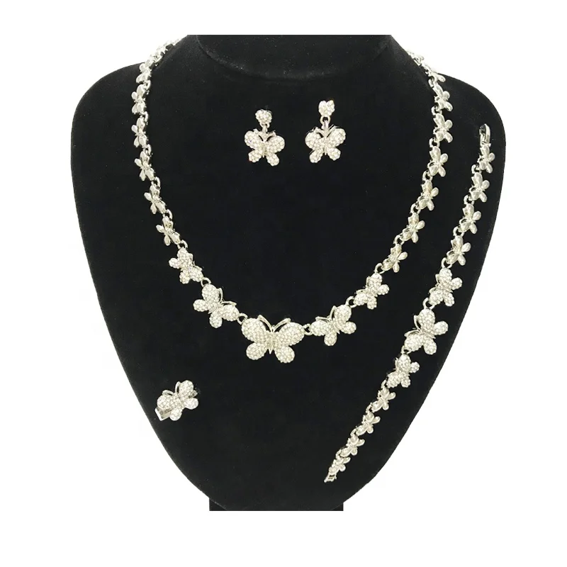 

Butterfly Jewelry Set Fashion Free Shipping Stock 3 Days Deliver Crystal Jewelry Sets Women Wedding Jewelry Gift