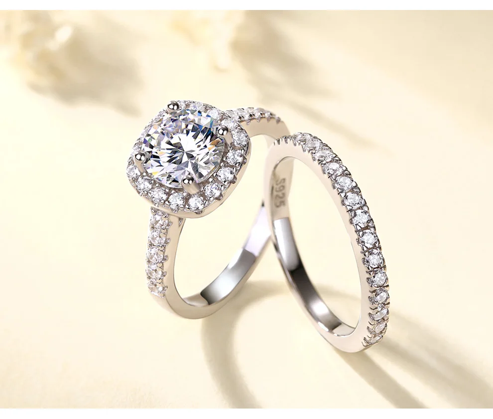 

engagement silver ring for women Wedding ring Crystal Tonglin 925 sterling silver jewelry silver jewelry rings