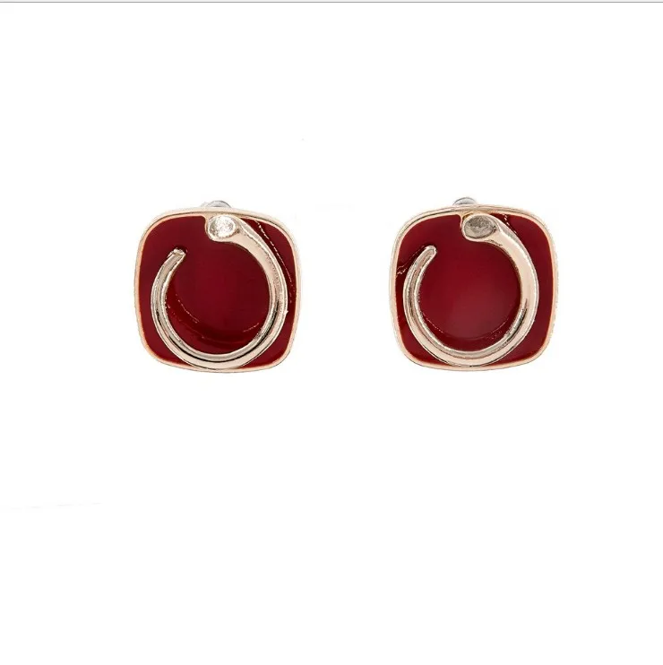 

New fashion geometric ring earrings French advanced feeling small earrings