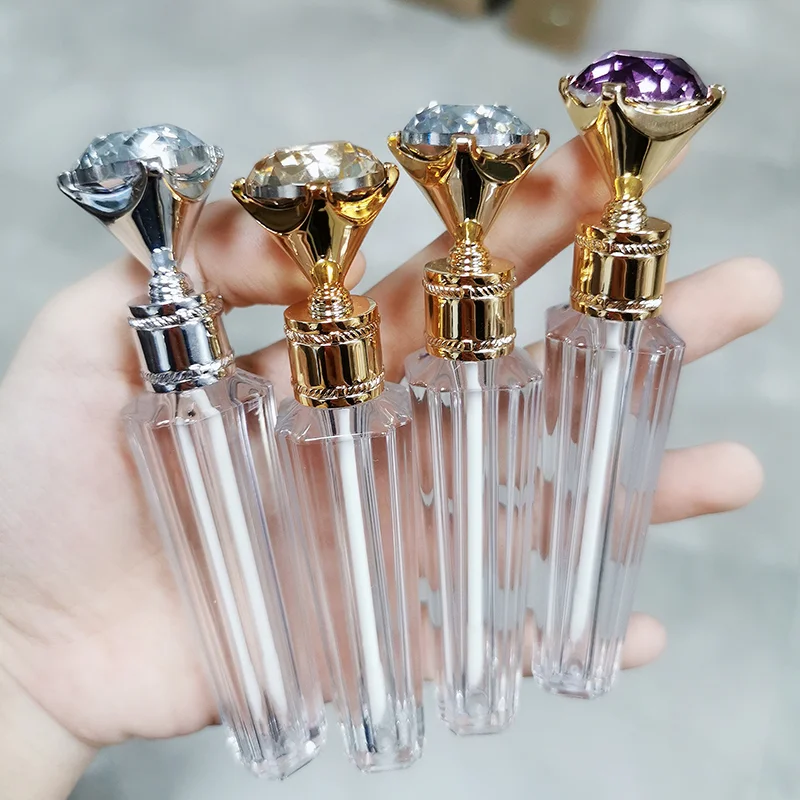 

custom logo rhinestone clear lipgloss bottle crown scepter black square rose gold lip gloss tubes lip gloss containers tube