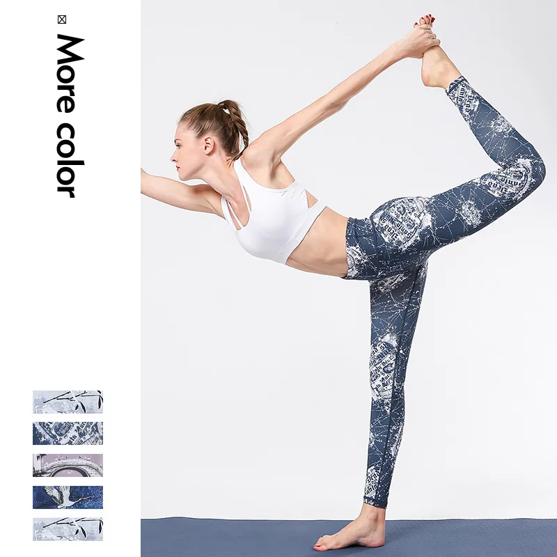 

The Latest Design Landscape Pattern Womens High Waist Leggings Stretch Gym Fast Drying Printed Yoga Pants, As the picture shows