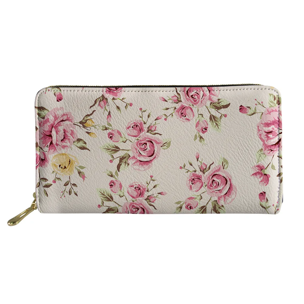 

Wholesale flower Girls Printed Women Leather Wallet For Card Coin Clutch Custom Ladies Purses Soft Long African Wallet