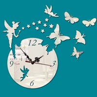 

Dropshipping Butterfly Star 3D Acrylic Stereo Living Room Bedroom decorate Mirror Wall Clock