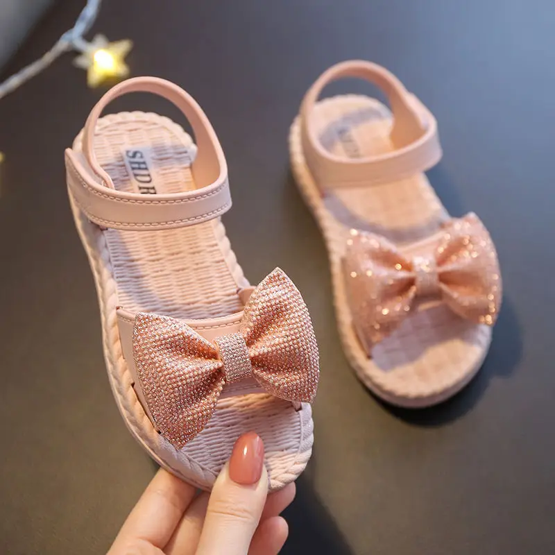 

Children sandals female summer princess shoes soft-soled beach baby shoes indoor and outdoor non-slip shoes for girl, 4 colors